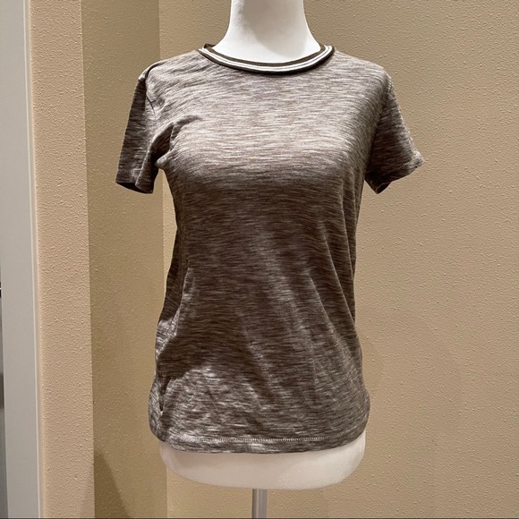Madewell Gray/Olive Whisper Cotton Ringer Tee - Picture 2 of 13